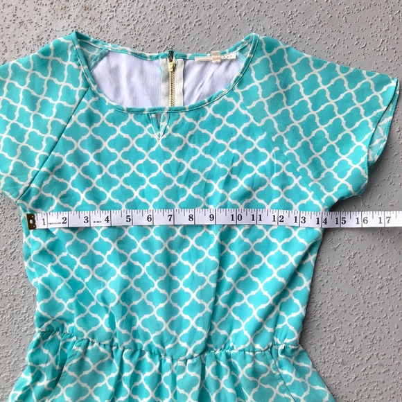 Copper Key Romper Kids Girls Blue White Teal Aqua - Picture 7 of 8